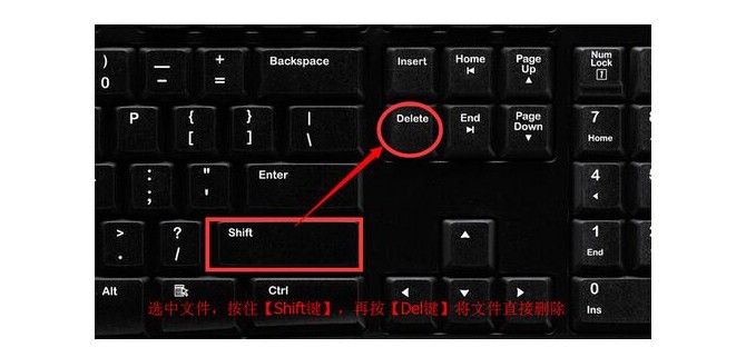 文件和文件夾的刪除快捷鍵：“Shift”+“Delete”組合鍵